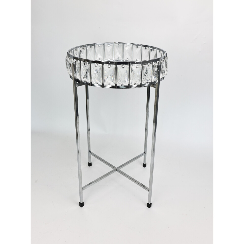 Silver Crystal Mirrored Tray Table Removable Top Living Room Bedroom Deco G-0330