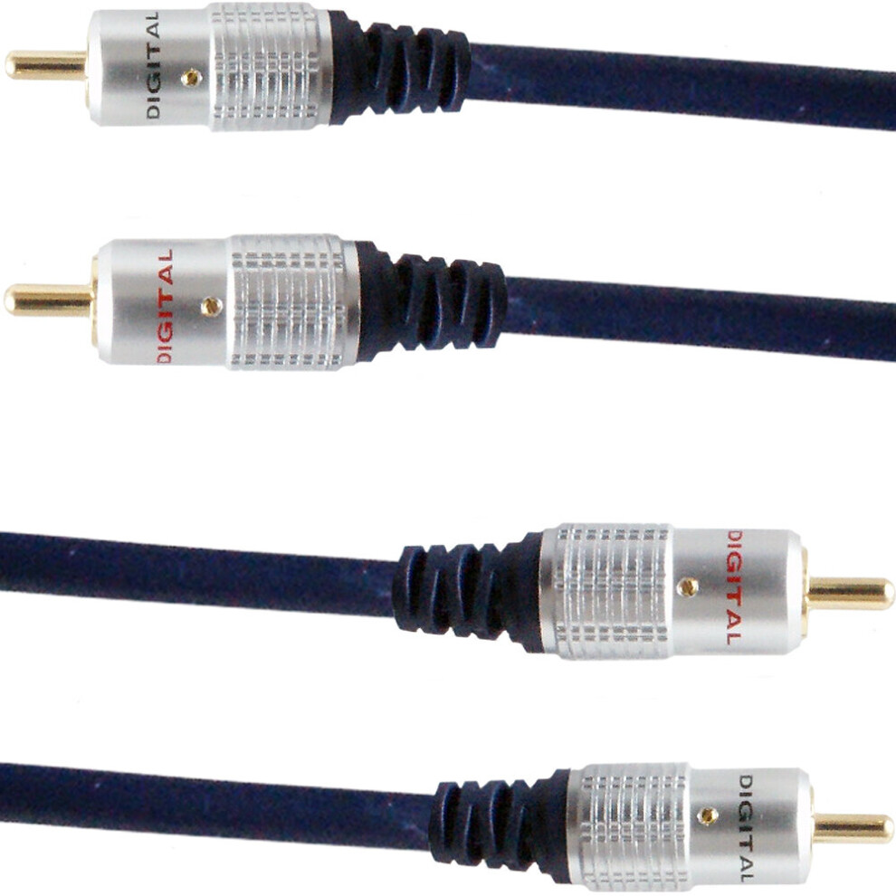 Loops Pro 0.5M Twin Dual 2 Rca Male To Plug Interconnect Cable Lead Audio Phono Amp