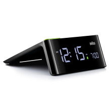 Braun Digital Alarm Clock with VA LCD Display, Touch Snooze Pad, Automatically Adjusting Display Brightness, Beep Alarm, Black, model BC16BUK.