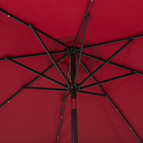 2.7MT Solar Powered Solid Metal 24 Led Wine Red Parasol Outdoor Best 2