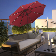 2.7MT Solar Powered Solid Metal 24 Led Wine Red Parasol Outdoor Best