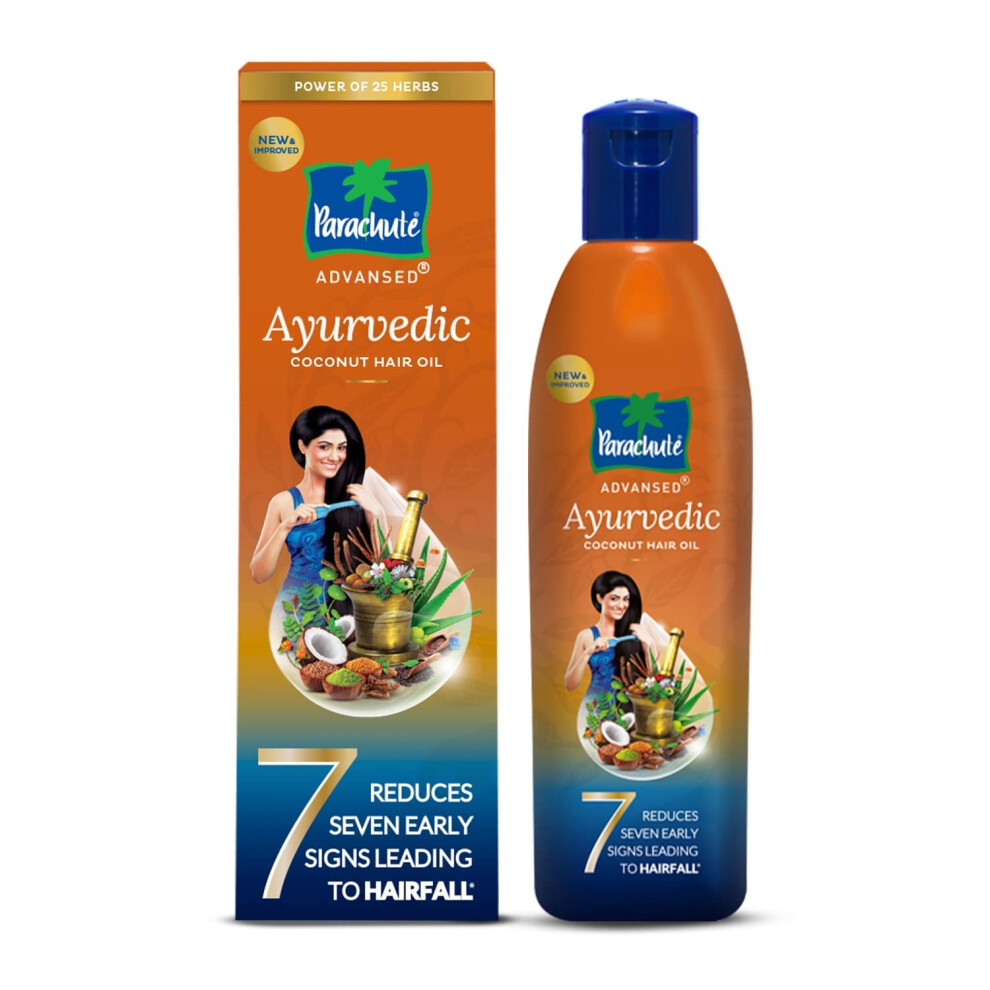 Parachute (Pack Of 1) Advansed Ayurvedic Coconut Hair Oil 190Ml - Contains 25 Potent Ayurvedic Herbs - Deeply Conditions & Moisturizes Hair