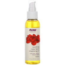 NOW Foods Soluzioni, Olio Detergente Viso Rinfrescante alla Rosa con Olio di Jojoba, Vitamina E, 4 Oz