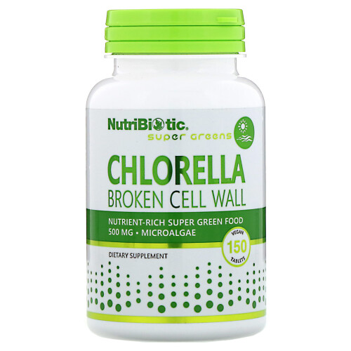 NutriBiotic, Super Greens, Chlorella, 500 mg, 150 vegane Tabletten