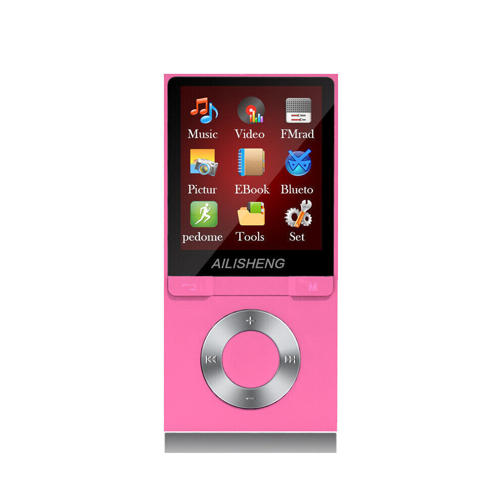 (Pink) Portable 1.8 Inch TFT Screen 8GB bluetooth MP4 Player HiFi MP3 Music Audio Video Support Pedometer FM Radio E-book