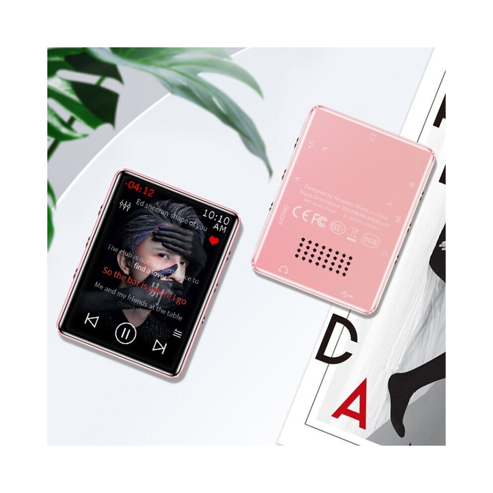 (rose gold) MP3 Music Player Portable Lossless Sound MP4 Bluetooth FM Radio Voice Recorder E-Book Video 16GB