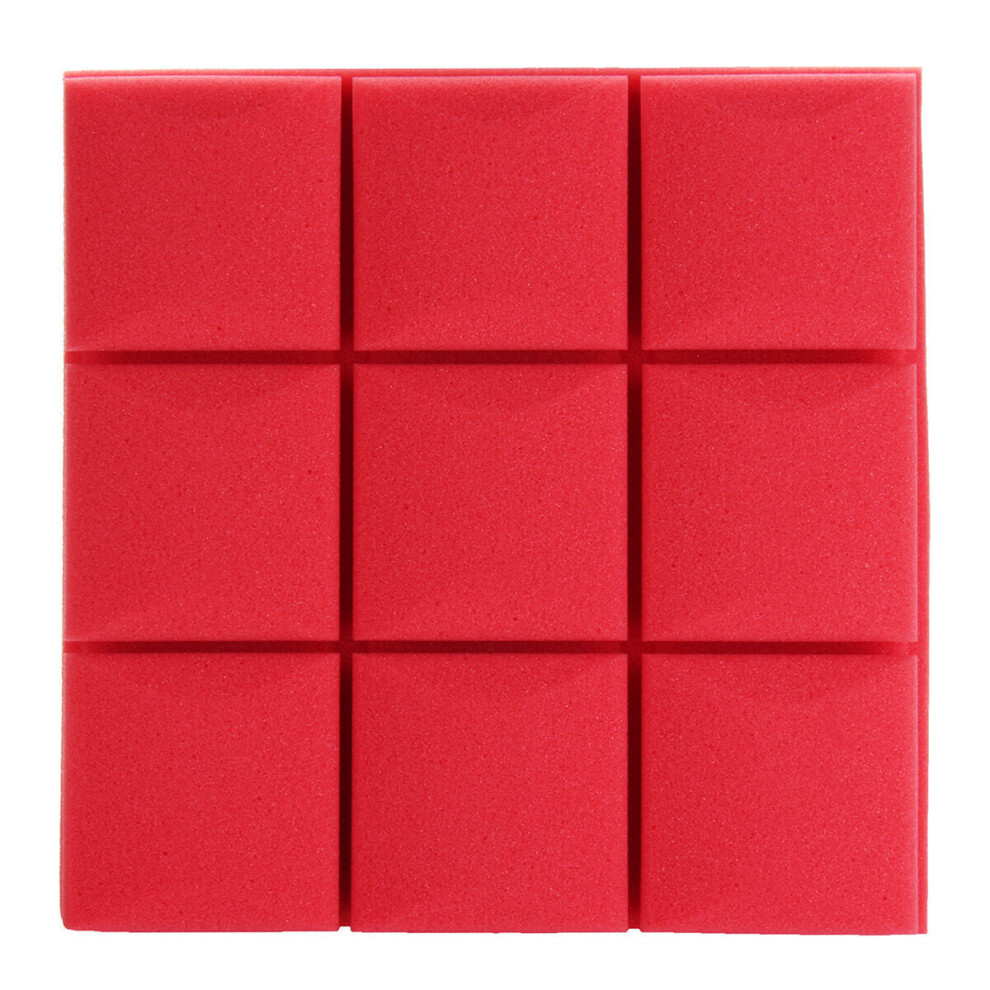 (Red) 6Pcs 27x27x4 Acoustic Panels Tiles Studio Soundproofing Isolation Wedge Sponge Foam