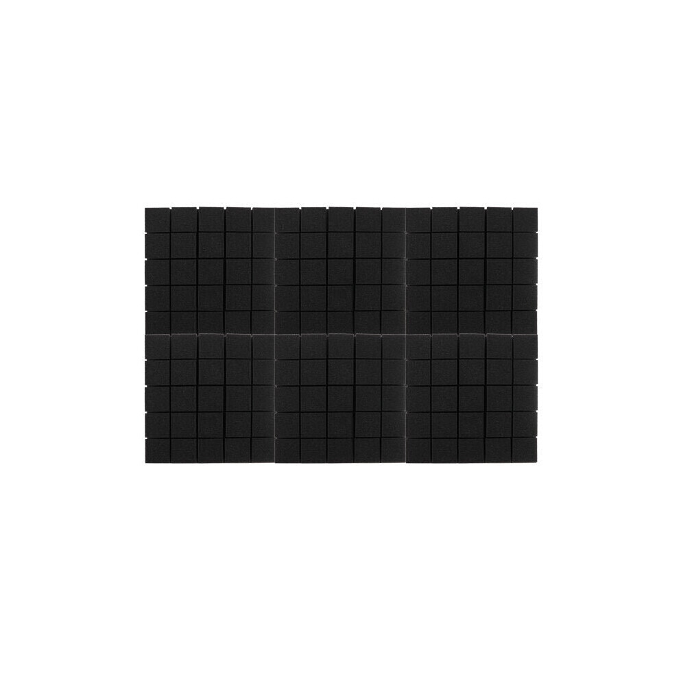 (Black) 6pcs Acoustic Panels tiles Studio Soundproofing Sound Foam Wedge KTV Home 30x30x3cm