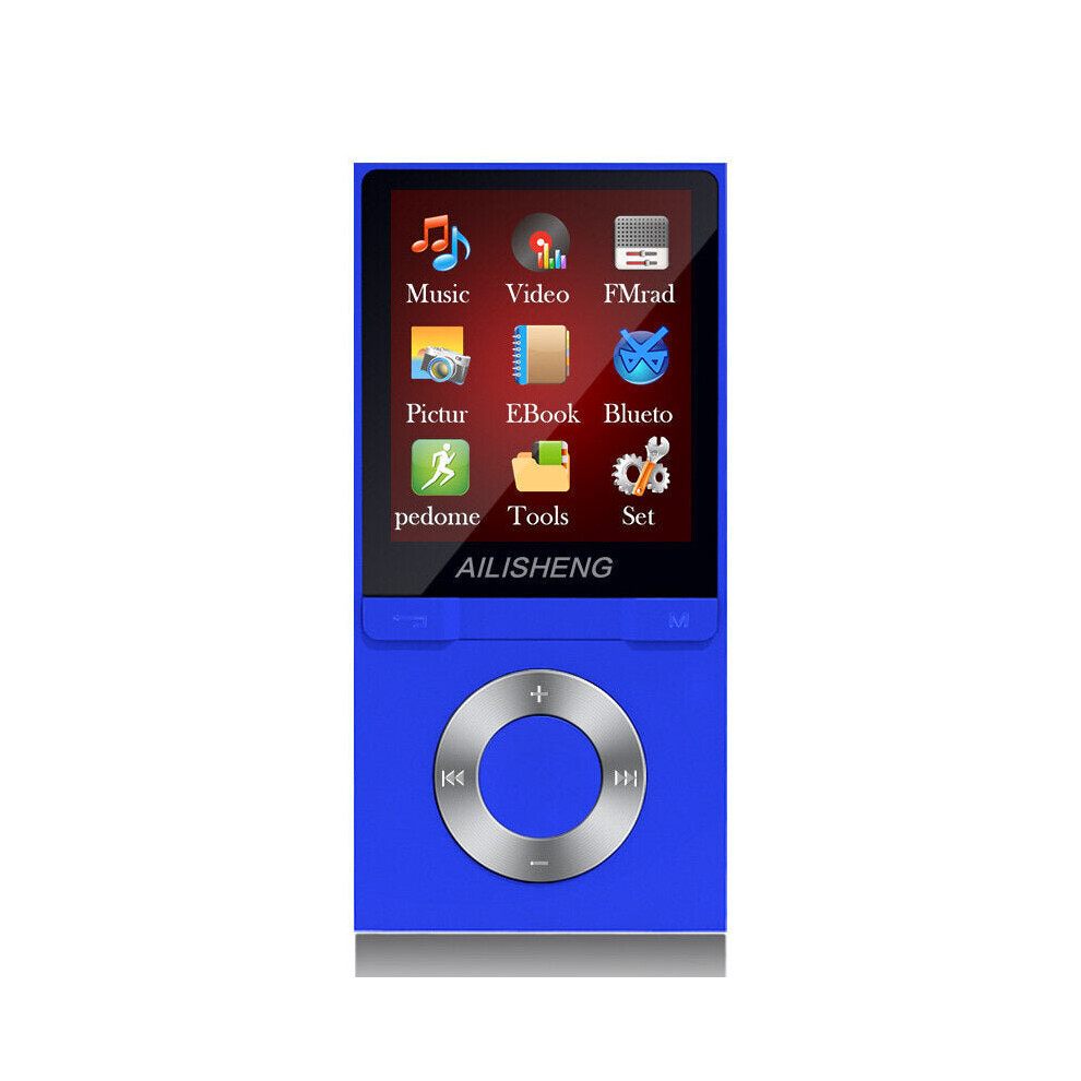 (Blue) Portable 1.8 Inch TFT Screen 8GB bluetooth MP4 Player HiFi MP3 Music Audio Video Support Pedometer FM Radio E-book