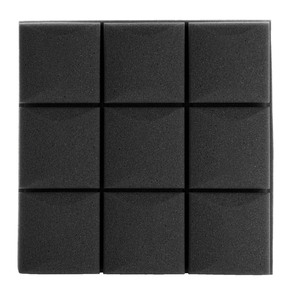 (Black) 6Pcs 27x27x4 Acoustic Panels Tiles Studio Soundproofing Isolation Wedge Sponge Foam