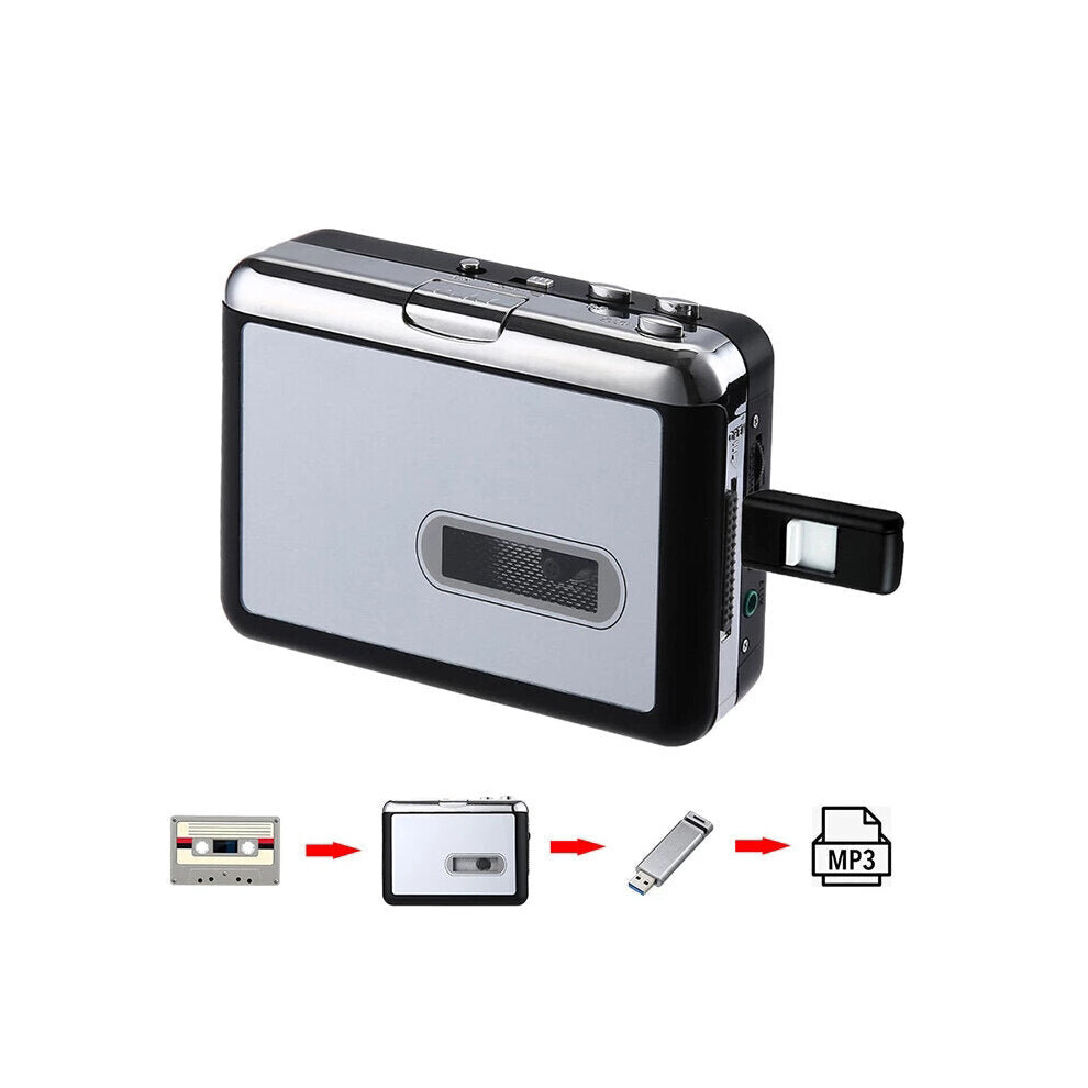 USB Cassette Tape Music Audio Player to MP3 Converter Adapter Capture Recorder Recording Into Flash Drive