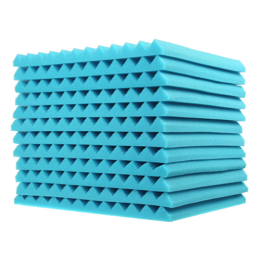 (Blue) 18 Pcs Soundproofing Wedges Acoustic Panels Tiles Insulation Closed Cell Foams