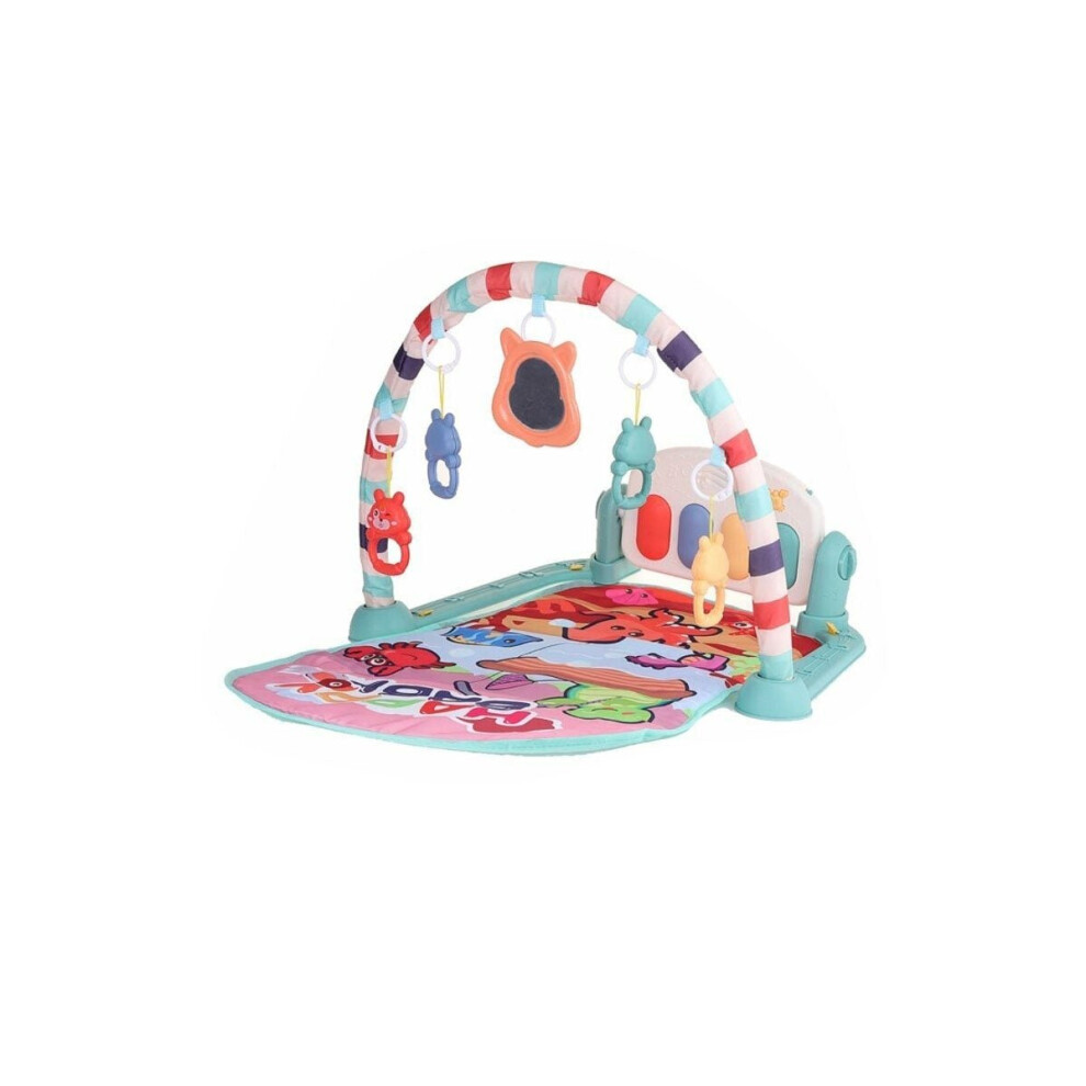 (Green) 76*56*43CM 2 IN 1 Multi-functional Baby Gym with Play Mat Keyboard Soft Light Rattle Toys for Baby Gift