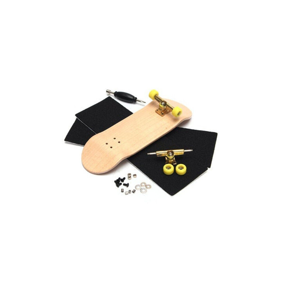 (Wood color) Wooden Multicolor Baseboard Mini Skateboard Set Indoor Toys