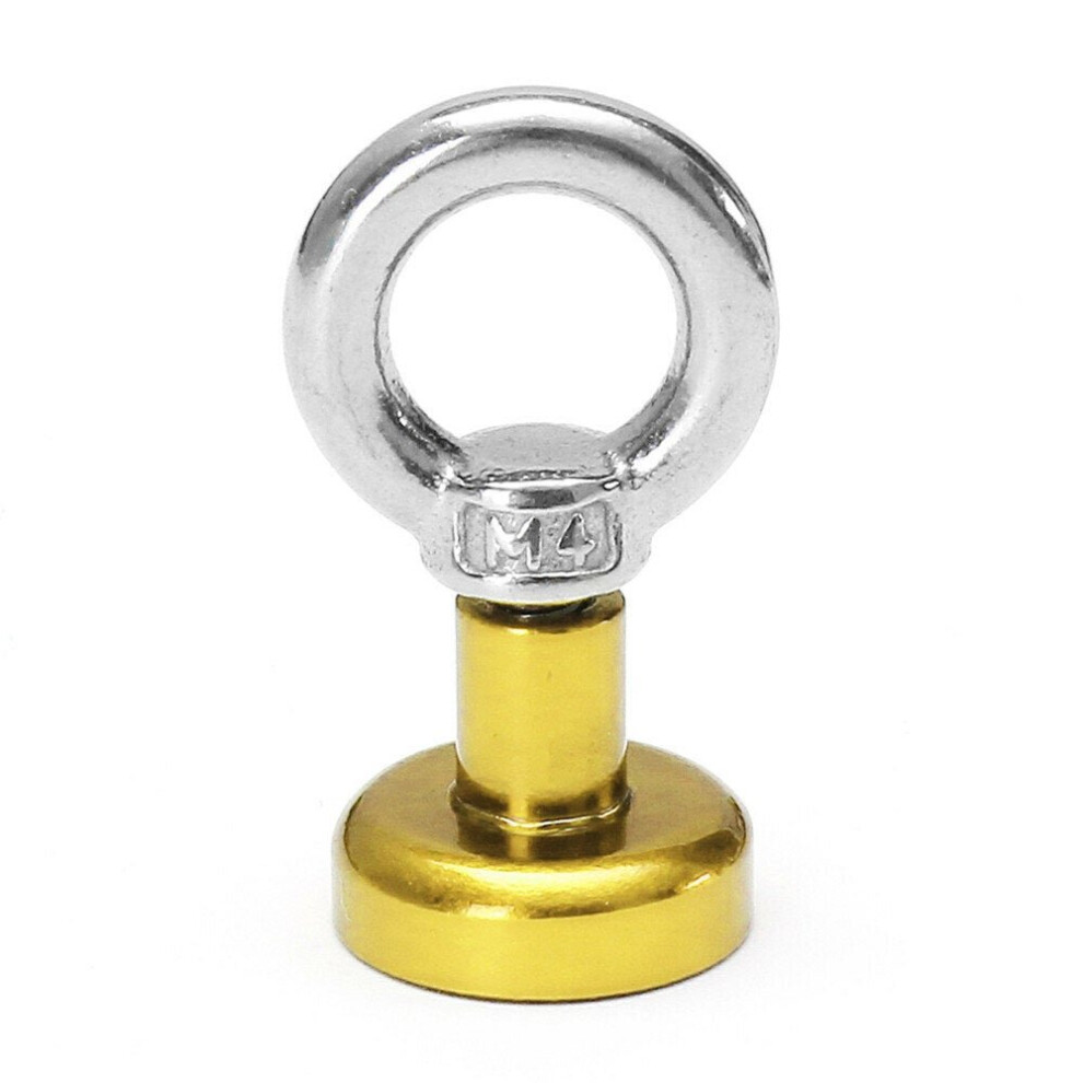 (Yellow) 16mm 5kg Neodymium Recovery Magnet Metal Detector Circular Eyebolt Red/Yellow/Blue