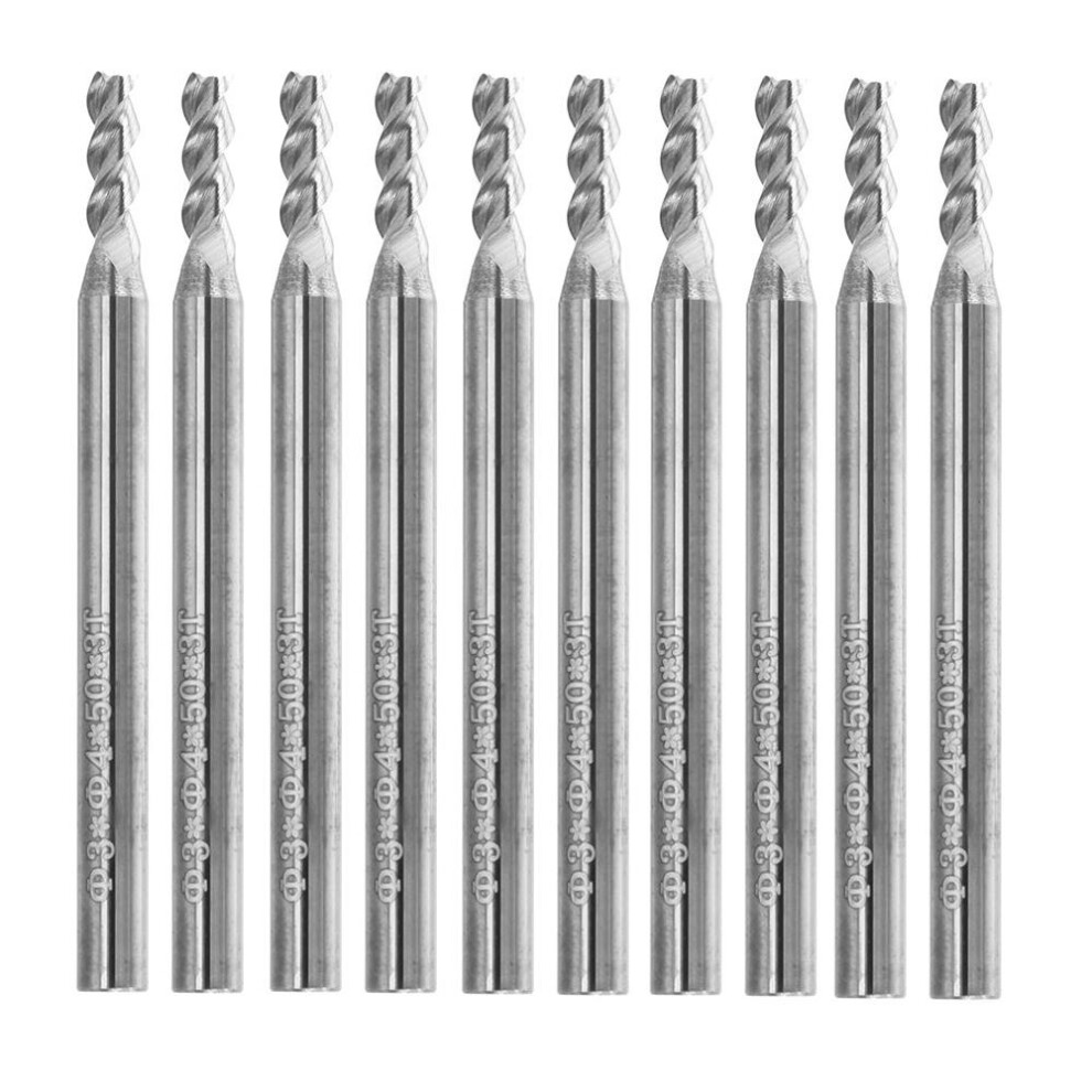 10pcs 3mm HRC58 3 Flutes End Mill Cutter Tungsten Carbide CNC Milling Cutter Tool for Aluminum