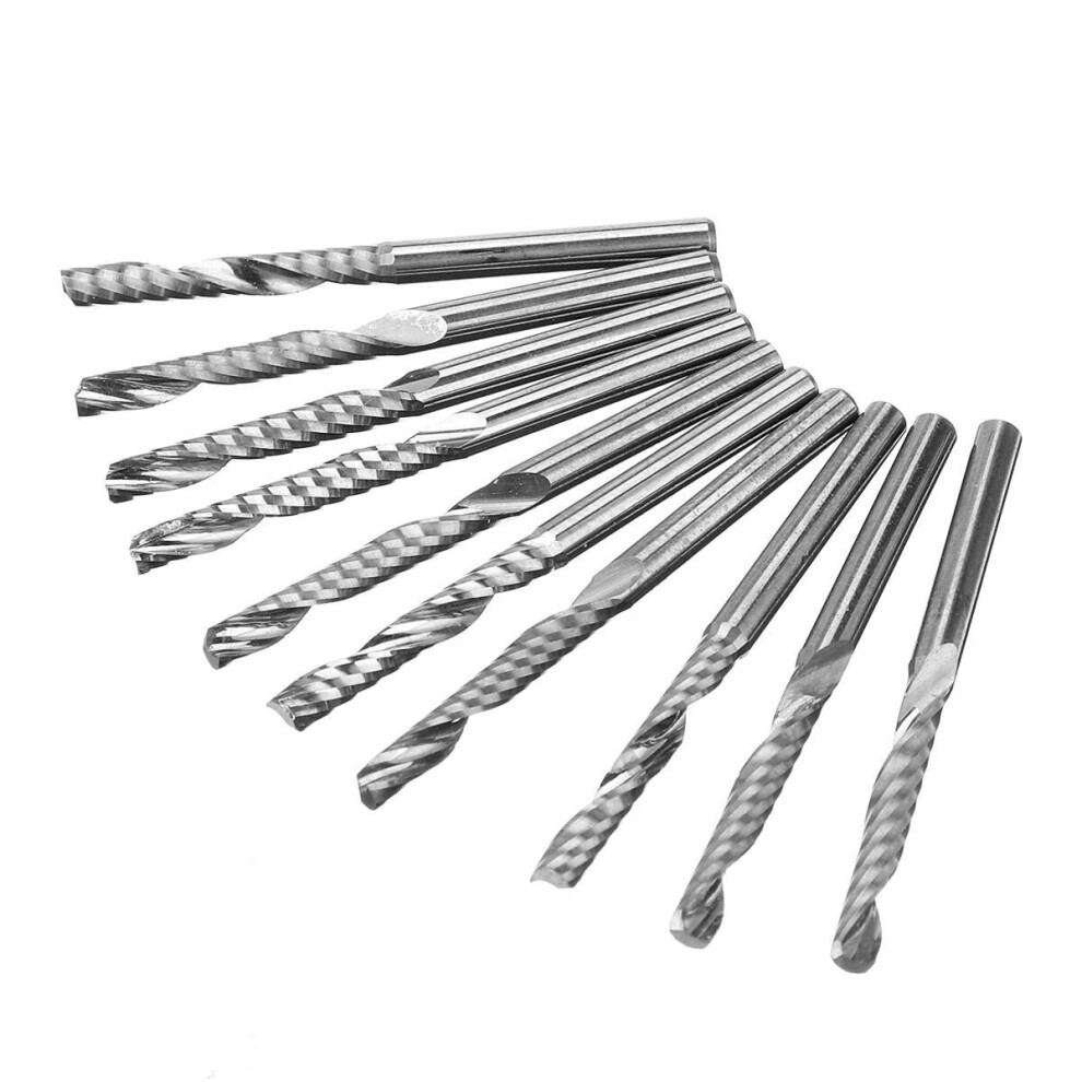 10pcs 3.175mm Shank 22mm Single Flute Spiral Milling Cutter for Engraving Machine