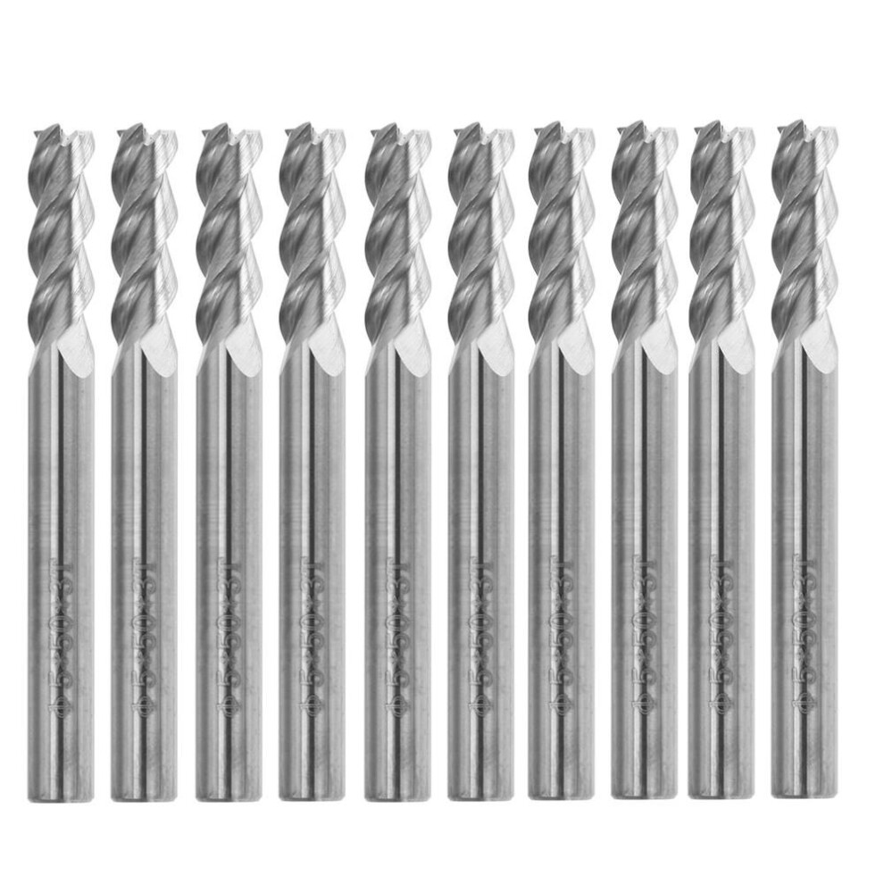 10pcs 5mm HRC58 3 Flutes End Mill Cutter Tungsten Carbide CNC Milling Cutter Tool for Aluminum