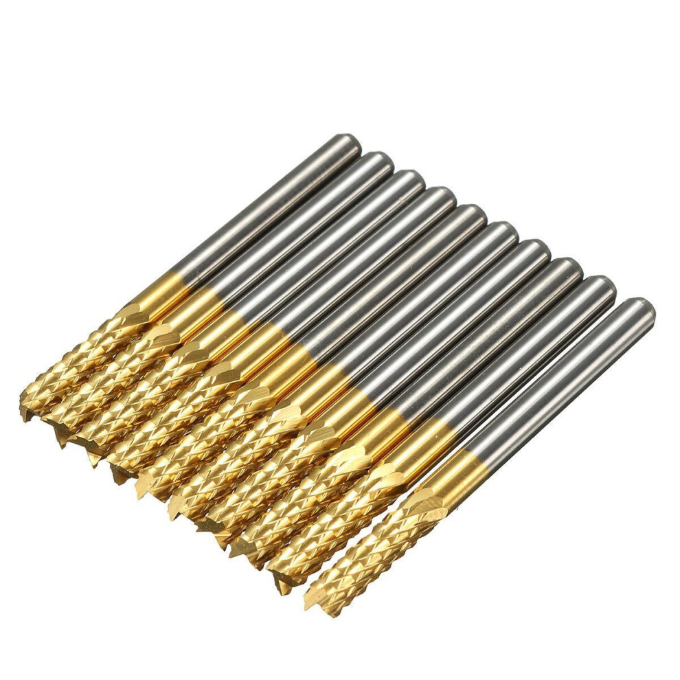 10pcs 3mm Carbide End Mill Cutter Titanium Coated Engraving Milling Cutter Carbide Rotary Burr