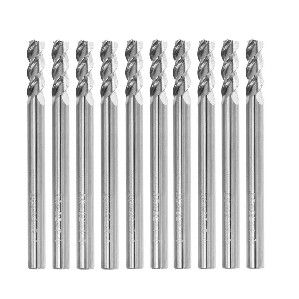 10pcs 4mm HRC58 3 Flutes End Mill Cutter Tungsten Carbide CNC Milling Cutter Tool for Aluminum