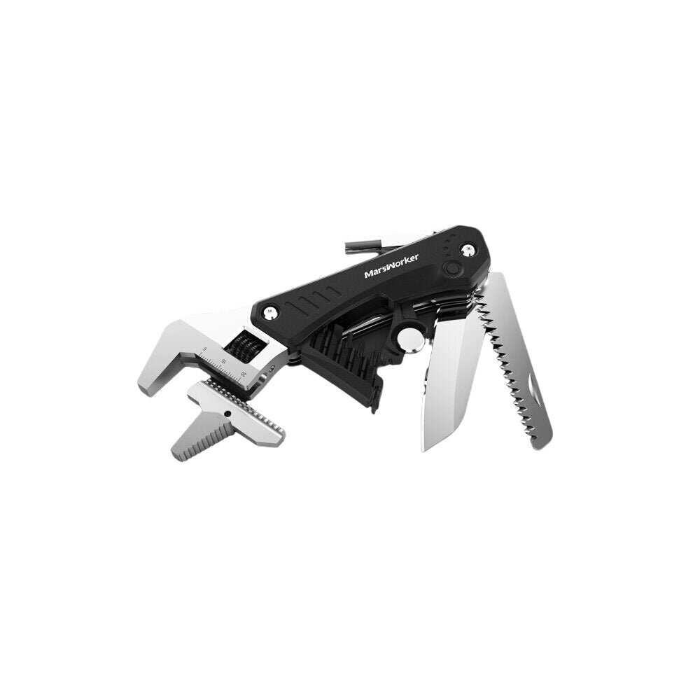6 In 1 EDC Multi-tool Adjustable Wrench Pipe Spanner Screwdriver Saw Gadget With LED Lighting