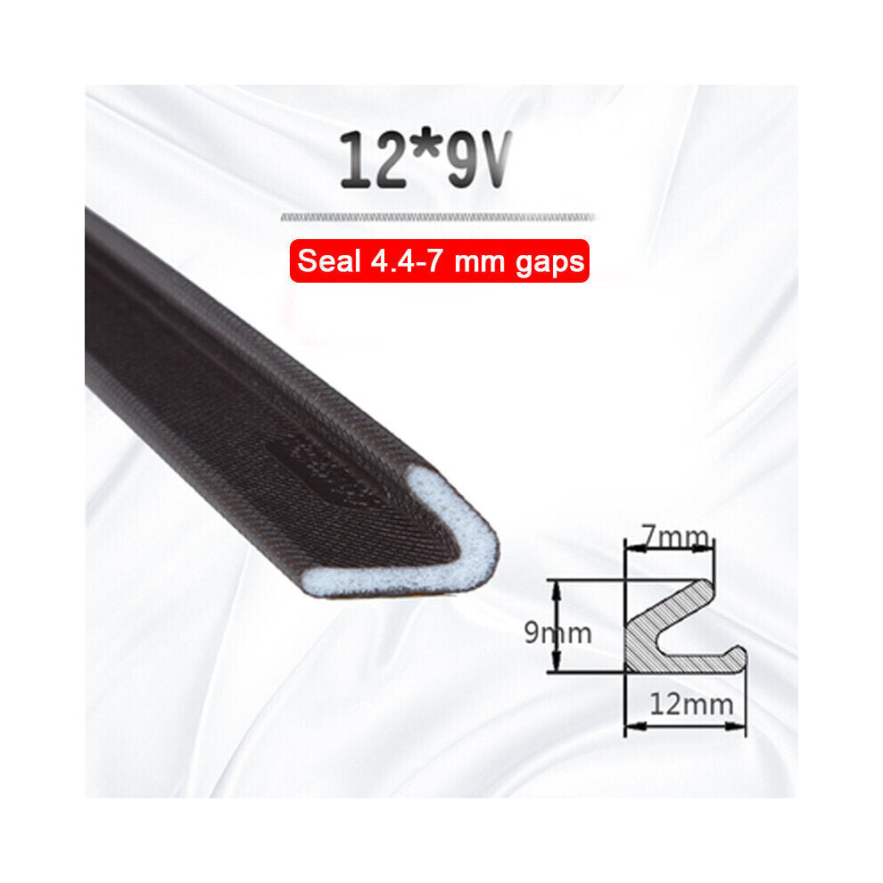 (12*9V) 5m Self Adhesive Soundproof Foam Door Window Seal Acoustic V Type Sealing Strip Weather Stripping Gap Filler