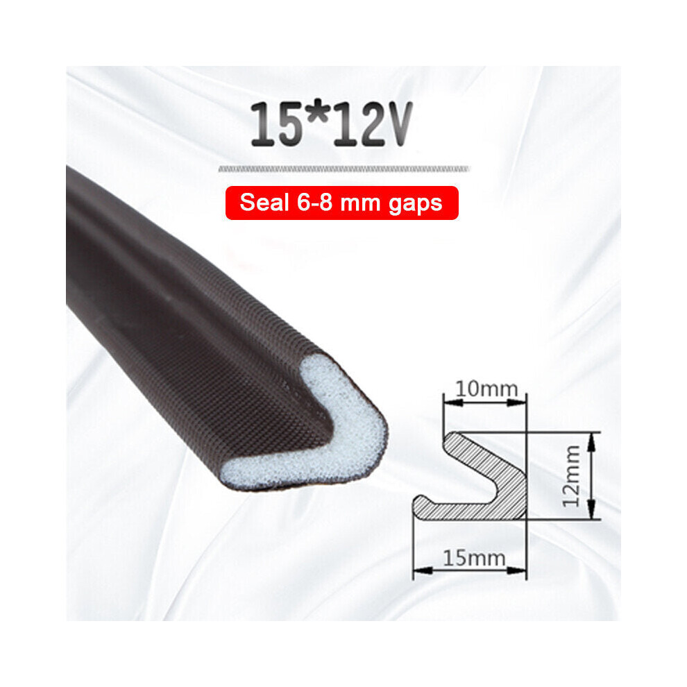 (15*12V) 5m Self Adhesive Soundproof Foam Door Window Seal Acoustic V Type Sealing Strip Weather Stripping Gap Filler