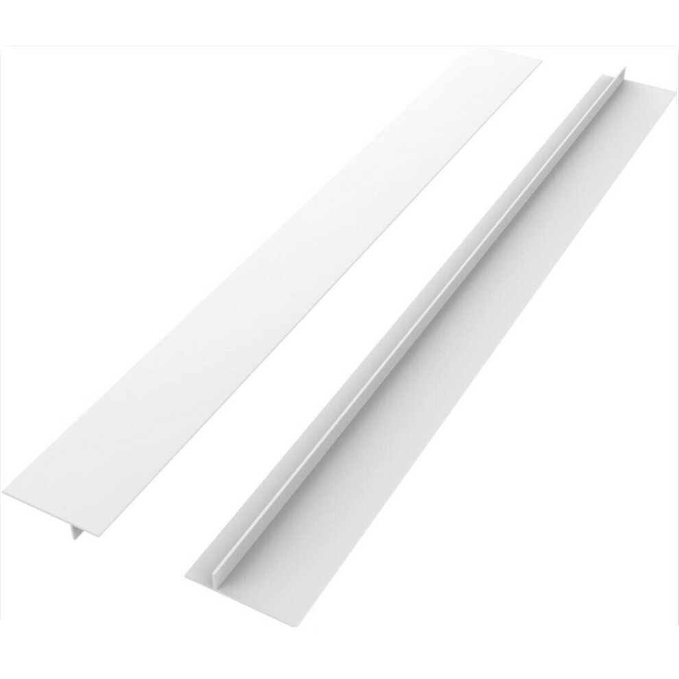 (White) 2pcs Silicone Stove Counter Gap Cover Heat Resistant Filler Seals Kitchen 25 Inch