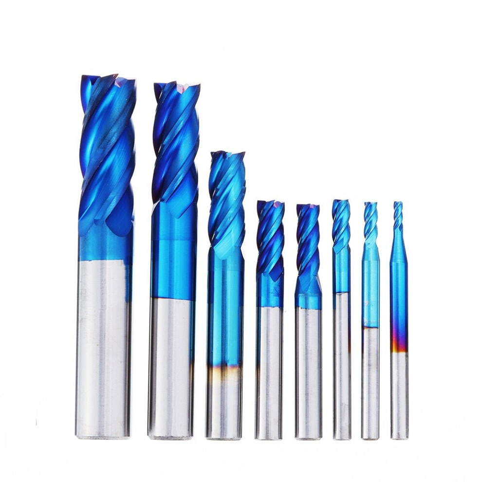 8Pcs Blue Naco 2-12Mm 4 Flutes Carbide End Mill Set Hrc50 Tungsten Steel Milling Cutter Tool 3654659230218