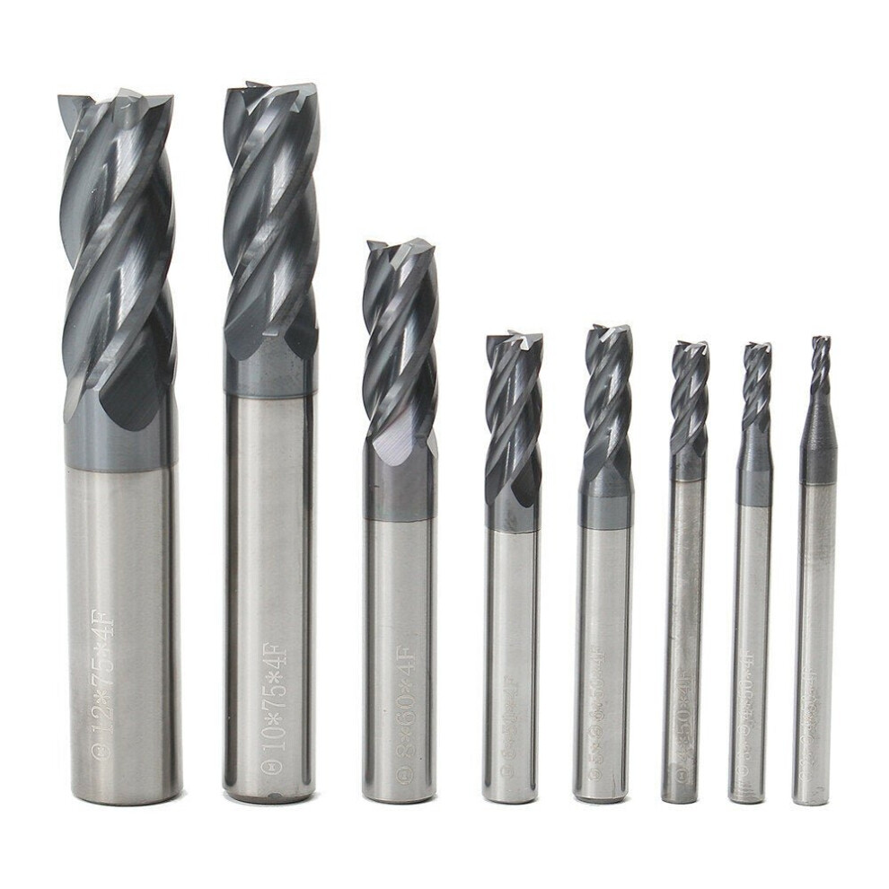 8Pcs 2-12Mm 4 Flutes Carbide End Mill Set Tungsten Steel Milling Cutter Cnc Tool 3654659273741