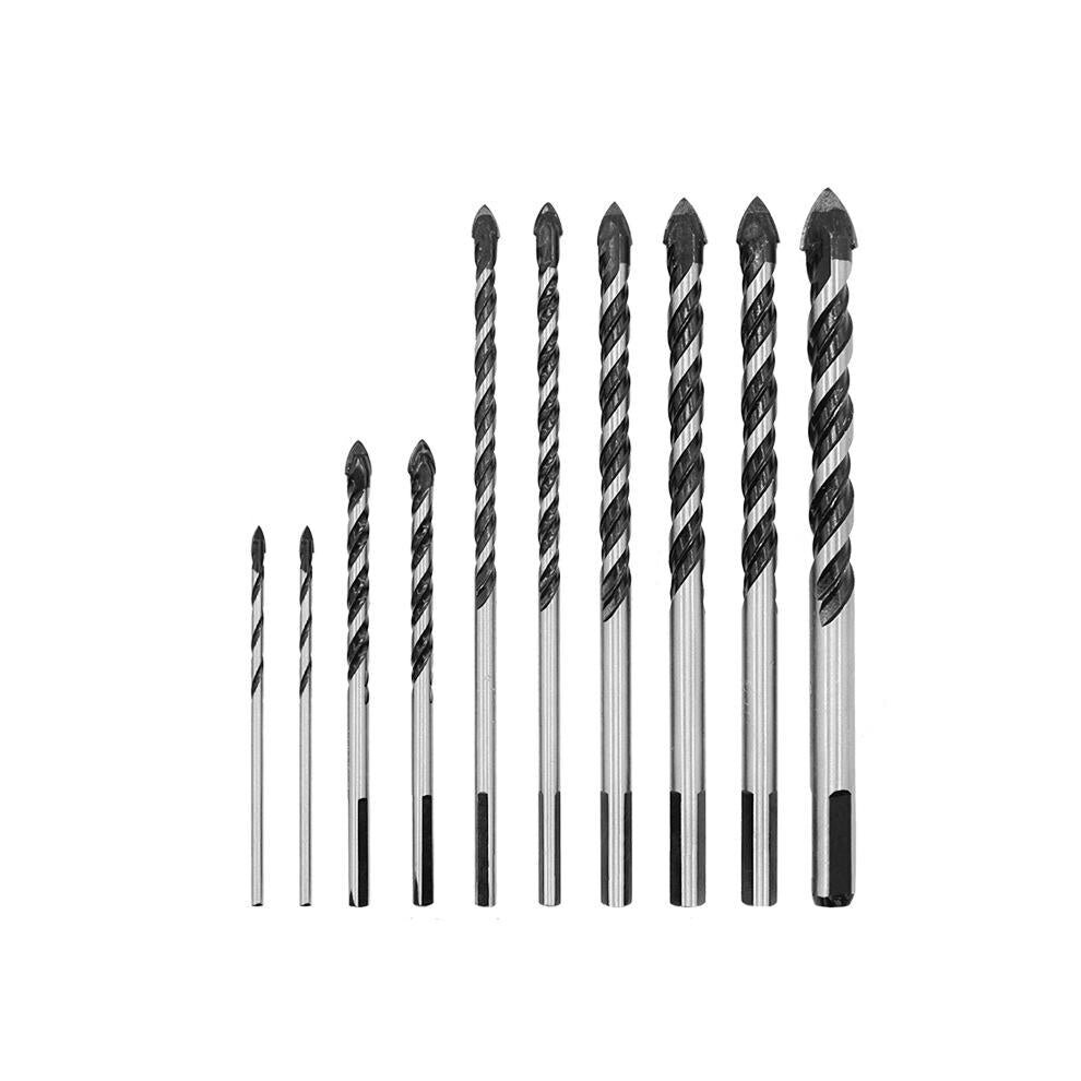 10pcs 1/8-1/2 Inch Diameter Marble Twist Drill Bit Set Ceramic Glass Tile Twist Drill