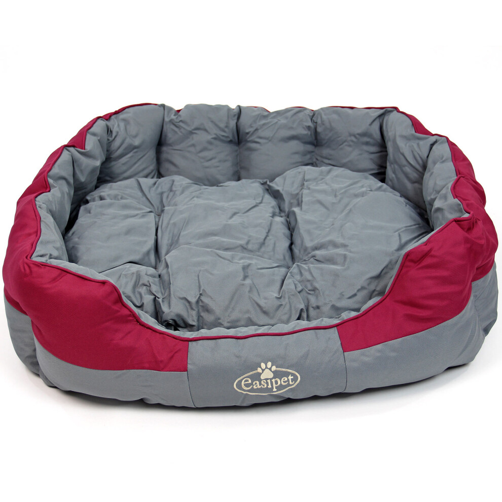 Waterproof Round Dog Bed in Grey/Burgundy XXL Easipet 67034