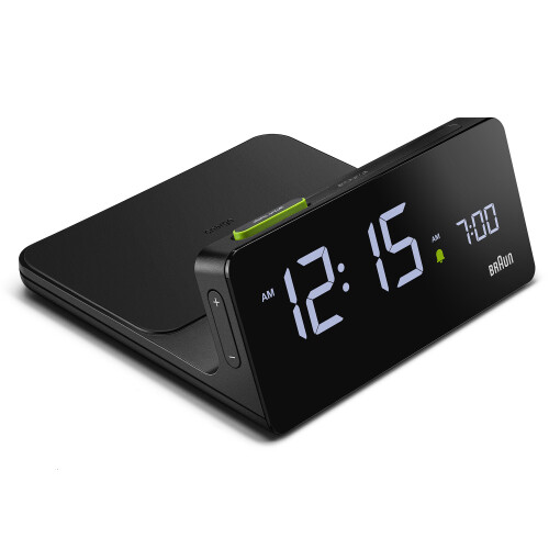 Braun Braun Digital Alarm Clock with Wireless Fast-Charging Pad, Black, BC21BUK