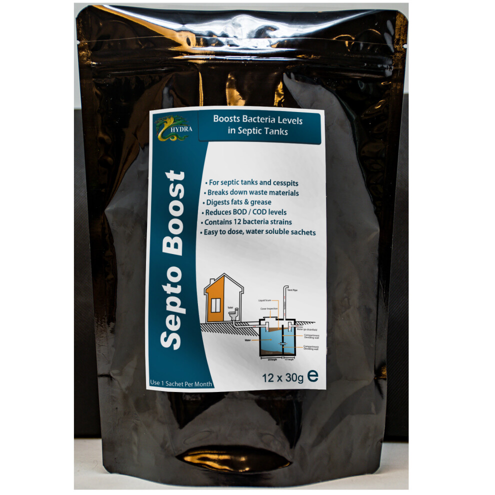 (12x30g 12months ) Hydra Septo Boost (Septic Tank Bacteria)