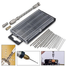 Mini Hand Drill with Chuck and 20pcs 0.3-1.6mm Straight Shank Twist Drill Bits Set