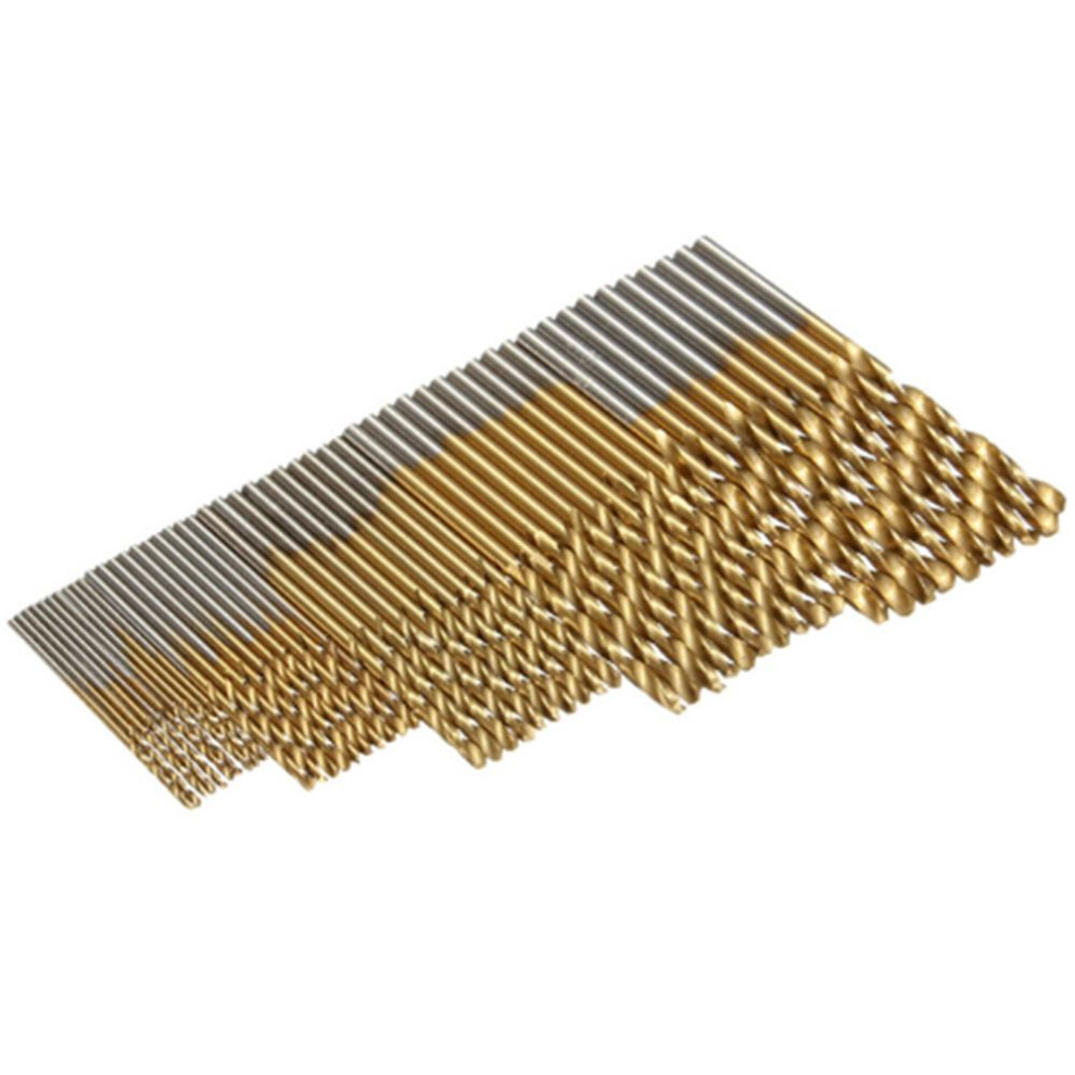 50Pcs Titanium Coated Twist Drill Bit Set 1/1.5/2/2.5/3mm HSS Wood Metal Drilling Tool