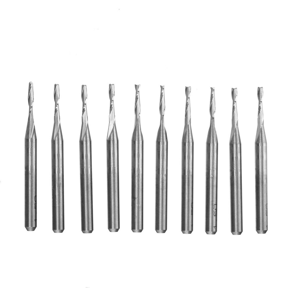 (#2) 10Pcs 3.175Mm Shank 2 Flutes Flat End Mills Spiral Cnc Router Bit Engraving Milling Cutter 6112211949529