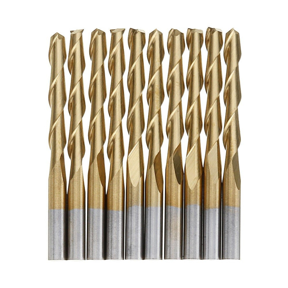 (22Mm) 10Pcs 3.175Mm Shank Titanium Coated Spiral Flat End Milling Cutter Two Flute Cnc 6112211913933