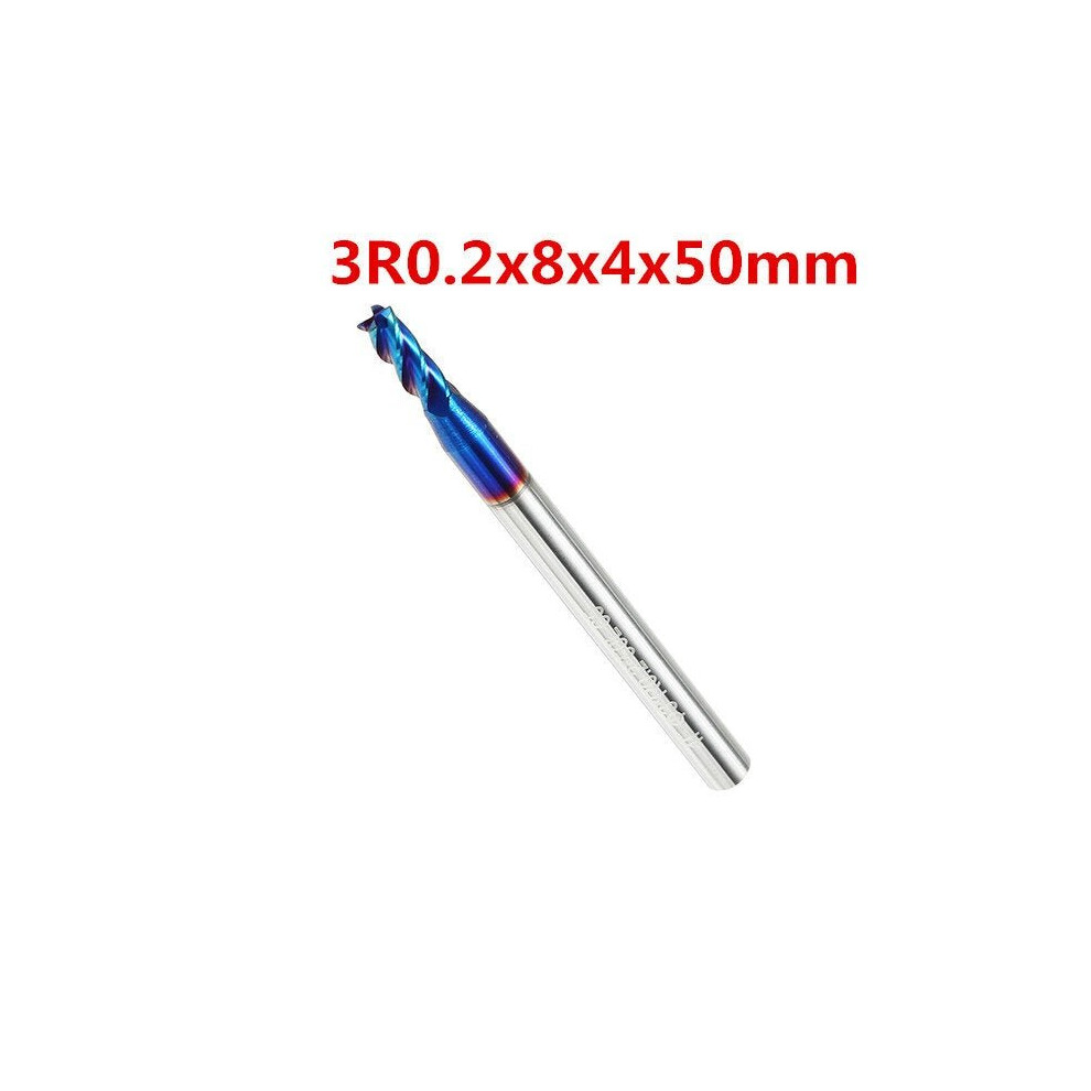 (3Mm) 4 Flutes Ball Nose Milling Cutter Tungsten Carbide Naco Coated 2R0.2-8R2.0 Hrc65 End Mill 6112211932569