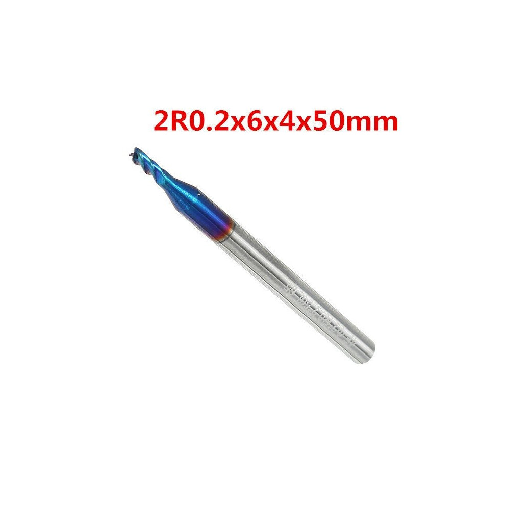 (2Mm) 4 Flutes Ball Nose Milling Cutter Tungsten Carbide Naco Coated 2R0.2-8R2.0 Hrc65 End Mill 3654659419057