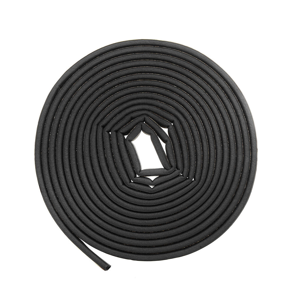 (Black) 10M Self-adhesive D-Type Seal Strip Soundproof Doors Windows Weather Foam Adhesive Tape Decorations