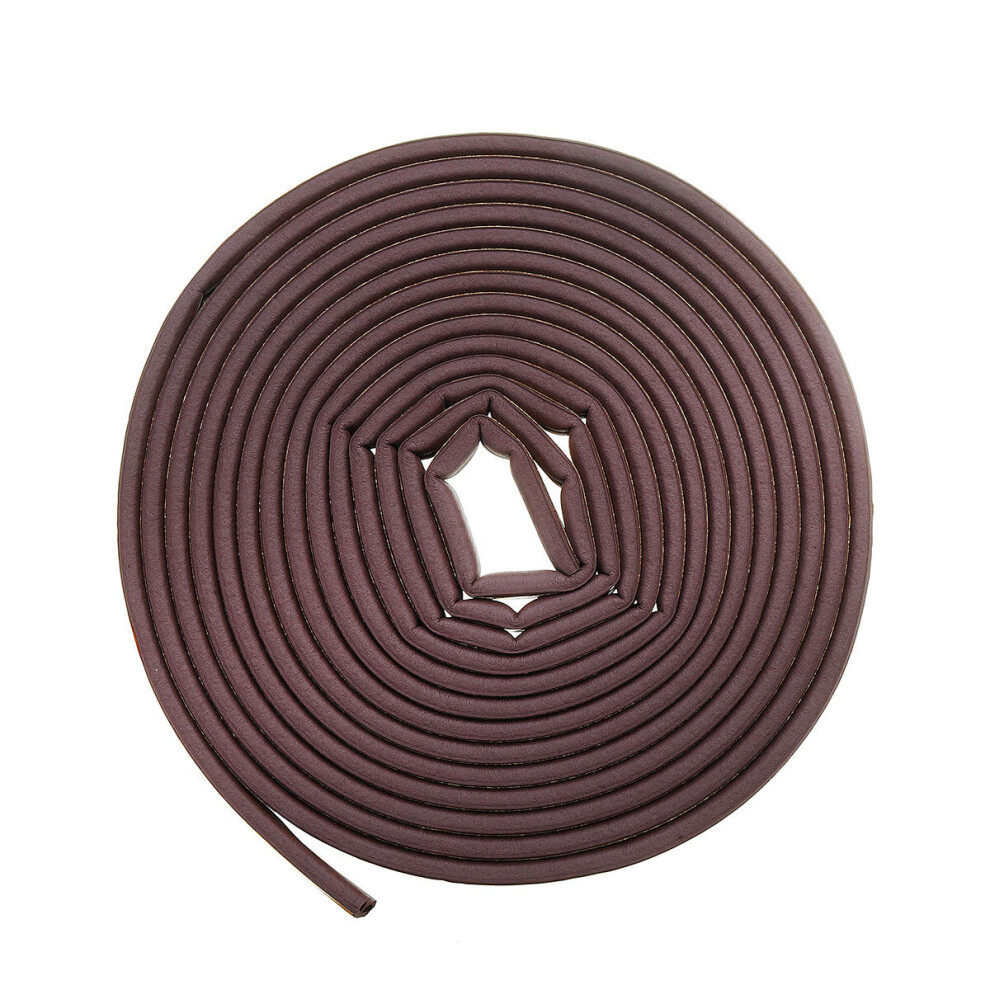 (Brown) 10M Self-Adhesive D-Type Seal Strip Soundproof Doors Windows Weather Foam Adhesive Tape Decorations 3654659415172