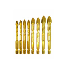 (8pcs) 4/6/8Pcs 1/4 Inch Hex Shank Twist Glass Bits Set Titanium Ceramic Drilling 6-12mm Tile Concret Cross Tip Hole Bit