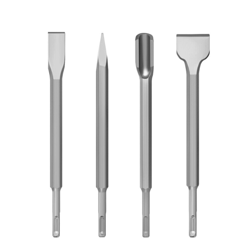 4Pcs Flat Triangle Chisel Drill Set Sds Plus Shank For Wall Cement Concrete Brick Masonry 3654657587840