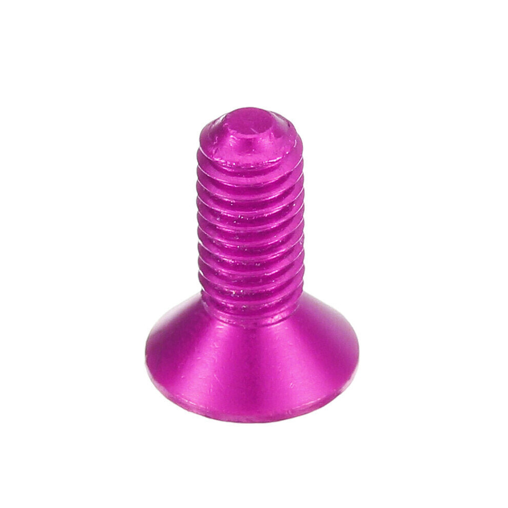 (Purple) 10pcs M3x10mm Countersunk Hex Socket Screw 7075 Aluminum Alloy Flat Head Metric