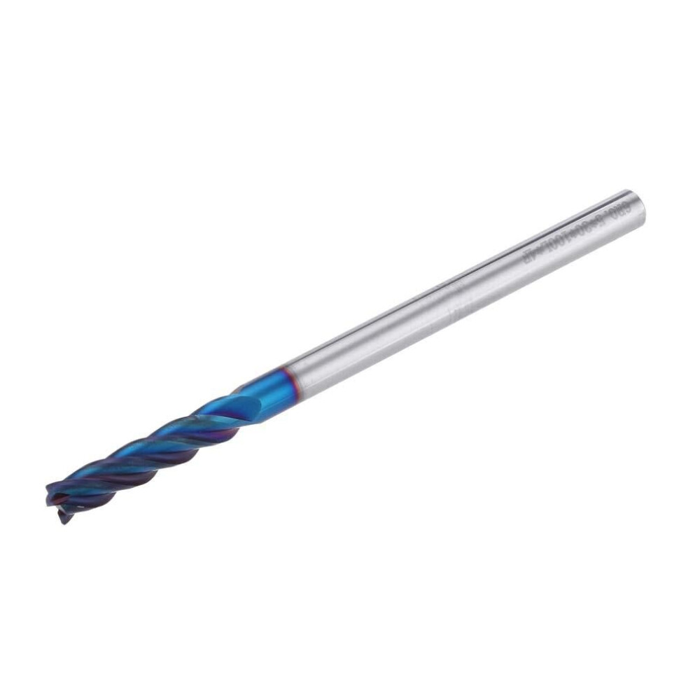 (6*R0.5*6D*75L) 4/6/8mm HRC60 Round Nose Milling Cutter 4 Flutes NACO Blue Coated End Mill