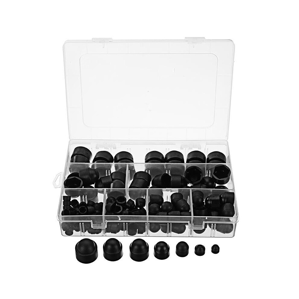 M4/M5/M6/M8/M10/M12 Black Nut Bolt Cover Hexagonal Bolt Cap Rubber Cap 145Pcs 3654659457691