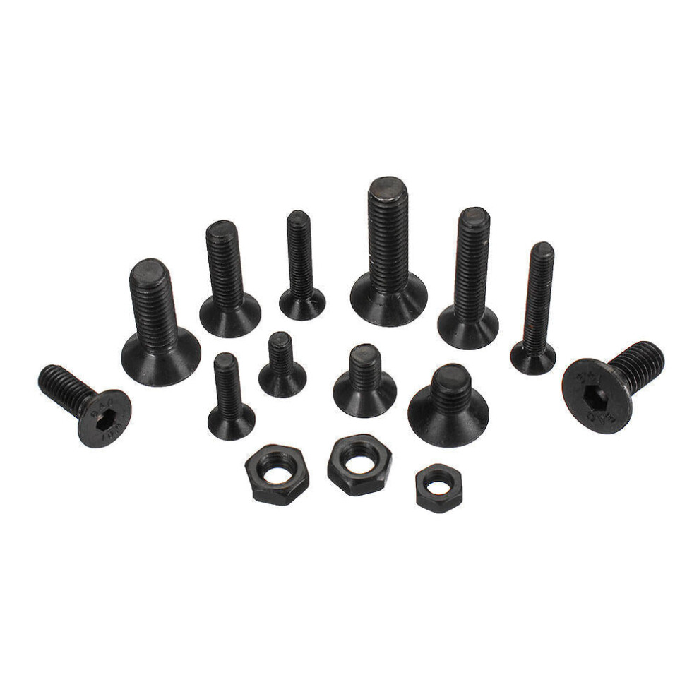 460Pcs M3 M4 M5 Flat Head Hex Socket Screw Carbon Steel 10.9 Grade Bolt Nut Assortment Kit 8-20mm