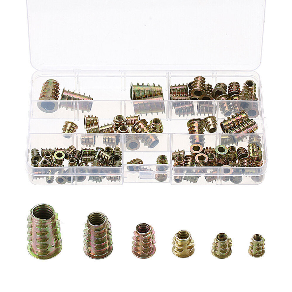 100Pcs M4 To M10 Color Zinc Alloy Wood Furniture Hex Socket Drive Threaded Insert Nut Bolt Fastener 3654659459725