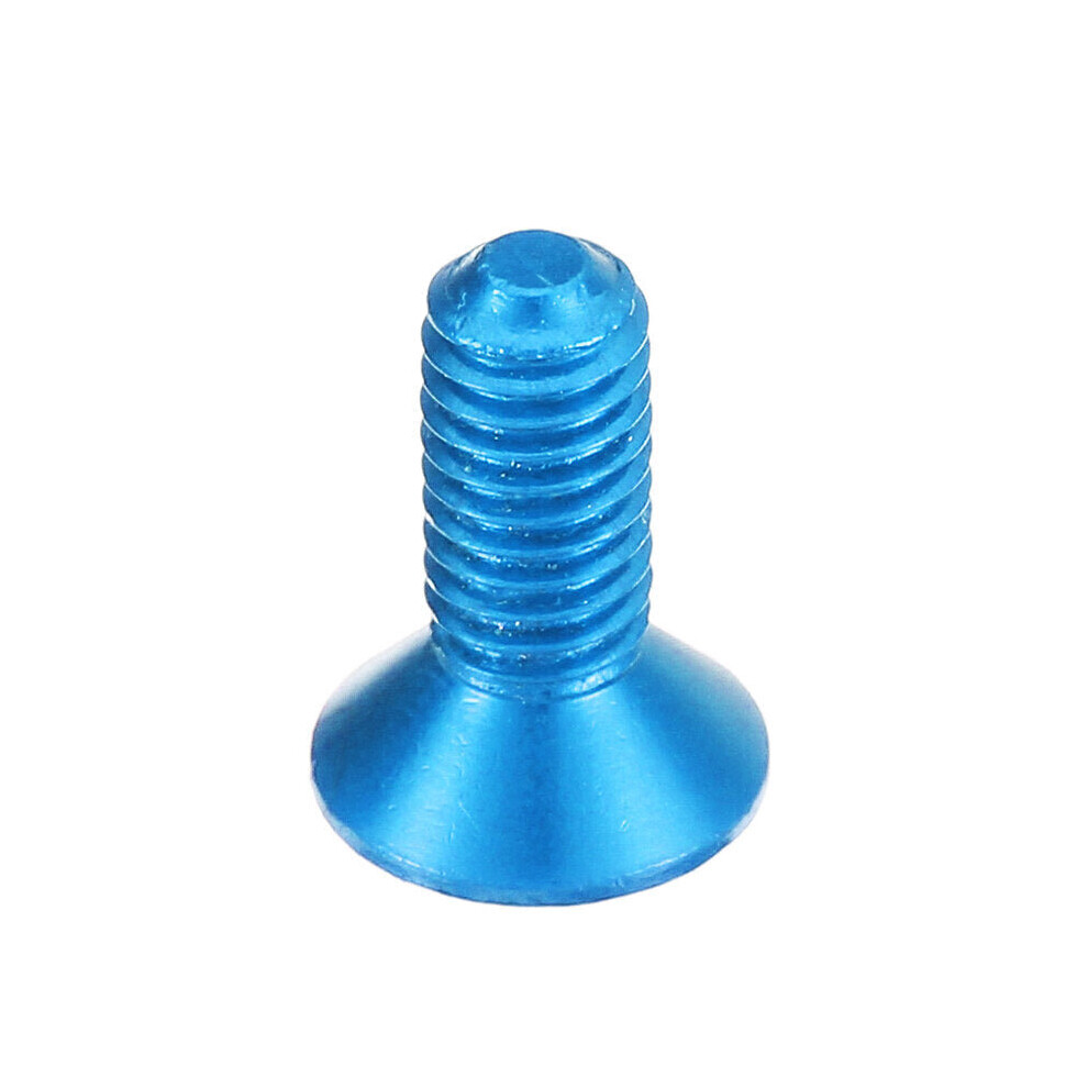 (Light Blue) 10pcs M3x10mm Countersunk Hex Socket Screw 7075 Aluminum Alloy Flat Head Metric